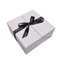 Wholesale Folding Double Door Clamshell Perfume Skin Care Gift Carton Packaging With Bow Tie Lace Mysterious White Gift Box