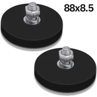 1/2Pcs 88mm Strong Rubber Coated Neodymium Magnet Mount Base Suction Cup Magnet With M6 Threaded Stud Scratch-Resistant Car Lamp
