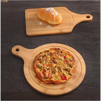 【披薩木托盤楠竹抗菌粘板案板圓形手柄木質披薩板西餐專用實木麵包托盤切水果菜板竹菜板