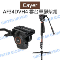 Cayer 卡宴【AF34DVH4 液壓雲台單腳架套組】單腳架+雲台+支撐架 鋁管板扣 公司貨【中壢-水世界】