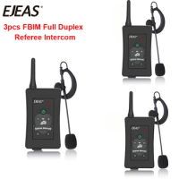 3pcs Latest EJEAS Brand FBIM Football Soccer Referee Motorcycle Bluetooth Intercom Full Duplex BT Referees Headset with FM Radio