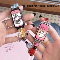 Metal Strap For Huawei band 8 Correa Bracelet Sport Watchband For HUAWEI Band 7/6 Woman Strap Honor band 6 7 wristband