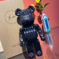 A Gift of Exquisite Beauty: Bearbrick 400% Black Ebony Wave Bear with 28cm Height and Wooden Body for that Special Someone