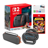 Nintendo 任天堂 Switch 2 主機 (NS2台灣公司貨)+NS2 咚奇剛蕉力全開+方向盤+包貼+矽膠套【預購】
