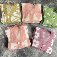 Baju Rajut Cardigan Wanita Lengan Panjang Motif Belah Ketupat - Model Terbaru - Knitwear, Cewek, Out