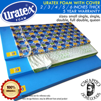 Uratex Foam with Cover 2 / 3 / 4 / 5 / 6 inches thick 100% Original ( 30x75 / 36x75 / 48x75 / 54x75 / 60x75 ) ( single / double / queen / family ) uratex - bed - foam - mattress - futon ( gwapito home goods / gwapitohomegoods )