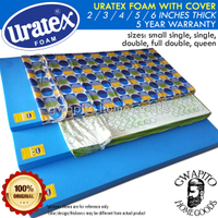 Uratex Foam with Cover 2 / 3 / 4 / 5 / 6 inches thick 100% Original ( 30x75 / 36x75 / 48x75 / 54x75 