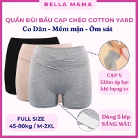 Quần short cotton nguyên chất cạp chéo dành cho bà bầu, quần legging mặc nhà cho mẹ bầu để phối cùng