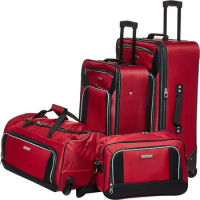 American Tourister Fieldbrook XLT Softside Upright Luggage, Red/Black, 4-Piece Set (BB/DF/21/25)