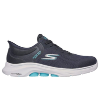 Skechers Go Walk 7 [125233BKAQ] 女 休閒鞋 健走鞋 套入式 瞬穿 緩衝 舒適 黑 藍