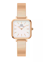Daniel Wellington Quadro Studio 22x22mm Rose gold White Watch White Dial Piano strap Sliver jam tang