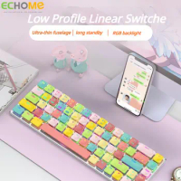 ECHOME Wireless Mechanical Keyboard for Girl RGB Backlight Low Profile Linear Switch Ultra-thin Keyboards for Mac Tablet Ipad