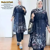 Namira One Set Wanita Kekinian Tunik Rayon Premium Baju Setelan Celana Kulot Korean Style LD 110 cm 