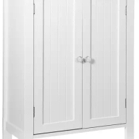 ZENY Bathroom Floor Storage Cabinet with Double Door + Adjustable Shelf, Wooden Organizer Cabinet for Living Room, Bathroom, Bed