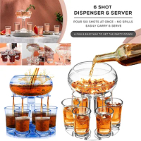 Acrylic 6 Shot Liquor Dispenser, Beer Alcohol Drink Shot Whisky Glass Dispenser Holder for Bar Home Party Liquor Drinking Tools