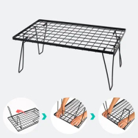 23.6x13.7x9.8 Inch Portable Camping BBQ Grill Non-stick Diamond-shaped Mesh Folding Table Picnic Grill Grate With Folding Legs