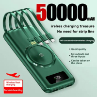 NEW 50000mah Power Bank Portable Charger 4-In-1 Powerbank For Xiaomi Iphone 15 14 13 Samsung External Battery Powerbank 2024