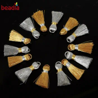 Charms 20+5mm Gold Silver 20pcs Skil Tassel Jewelry For DIY Earring Necklace Brush Ornaments Phone Bag Findings Materials
