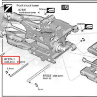 Original OFNA/HOBAO RACING 87224-1 3X53.2 Swing Arm Axis Group For 1/7 HYPER ONE-SEVEN ONROAD