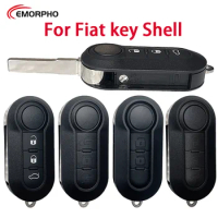 EMORPHO 2/3 Button Flip Folding Car Key Shell For Fiat 500 Doblo Bravo Ducato Qubo Grande Punto SIP22 Blade Replacement Case