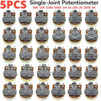 5pcs WH148 Single-Joint Potentiometer 15mm 3Pins Linear Taper Rotary Potentiometer Resistor 50K 10K 100K 500K 1M 1K 20K 2K 250K