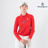 Munsingwear 企鵝牌 女款紅色撞色字母立體LOGO長袖POLO衫 MLUT2B03
