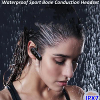 Ipx7 Waterproof Music Mp3 Player Mic Noise Cancelling Sports Running Bone Conduction Bluetooth Wireless Headset Headphones