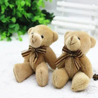 50pieces/lot 12cm Brown ribbon Bear cartoon bouquet bear doll plush joints Naked teddy bear doll mini bear doll