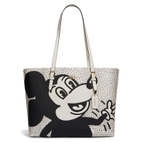 【COACH】迪士尼 x Keith Haring聯名款米老鼠塗鴉三層撞色托特包