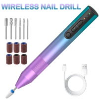 Wireless Nail Drill Machine Professional Manicure Tools For Acrylic Nails Gel Polish Remove Electric Sander With Nail Drill Bits