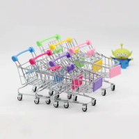 Mini Simulation Folding Shopping Cart Children Gamehouse Pretend Supermarket Shopping Cart Toys Photography Props Random Color