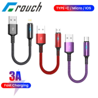 Crouch 25CM USB Type C Cable Micro USB Lightning Cable For iphone Huawei Xiaomi 3A USB C Fast Charging Power Bank Short Cord