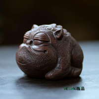 宜興原礦紫砂茶寵三足金蟾吞金獸貔貅小擺件雕塑陶瓷茶具臺桌 Misaki精品