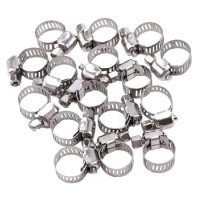 16 Pcs Stainless Steel Adjustable Car Fuel Hose Clamp Pipe Sealing Clip 6-12 Mm