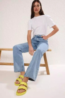 Trendyol Light Yellow Double Striped Eva Light Sole Women's Slippers Takss25Te00065