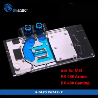 BYKSKI Water Block Use for MSI-RX480-Armor/RX-480-Gaming-X/ Rx470 Gaming X 8G / RX570 580 Mech Full Cover Copper Block RGB AURA