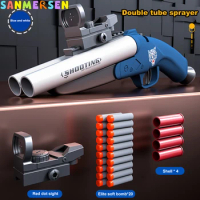 Children Launcher Toy Shotgun Toy Gun Double Barrel Shell Throwing Spray Soft Bullet Gun Two Burst Toy Airsoft Gun Weapon Rifle