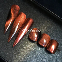 0.5g Copper Like Fire Magnetic Powder Cat Eye Pigment Blaze Orange Mirror Glitter Multi-usages Chrome for Nail Art Gel Polish