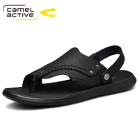 Camel Active 2021 New Summer New Men's Beach Sandals Genuine Leather Soft Bottom Massage Cushioning Casual Two-Ways Wear Sandals