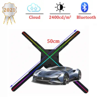 50CM Four Blades High Brightness Wifi App Cloud Control Support Bluetooth 3d hologram fan 3d hologram led fan 3d LED fan 3D fan