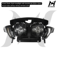 Road Shark Style headlight with bracket kit 2024+ Gen2 Road Glide [White-White] Lampu Road Glide 202
