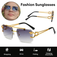 Fashion Vintage Sunglasses Cycling Sunglasses Rimless Cut Edge Women Sunglasses Luxury Frame Sunglasses UV400