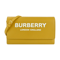 BURBERRY 經典LOGO 皮革WOC手拿/斜背包(黃色)