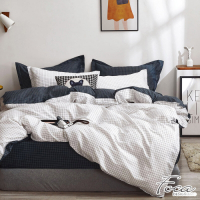 FOCA純真年代-白 加大-韓風設計100%精梳純棉三件式薄枕套床包組