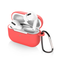 【General】AirPods Pro 保護套 保護殼 無線藍牙耳機充電矽膠收納盒- 時尚紅(附掛勾)