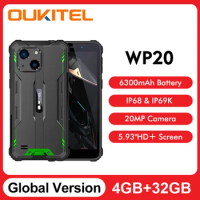 Global Version Oukitel WP20 Rugged Smartphone 5.93" HD+ 4G+32G 6300 mAh Android 12 Mobile Phone 20M Quad Core Mobile phone