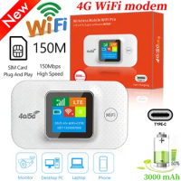 4G Lte Mobile WIFI Router 150Mbps 4G LTE Wireless Router 3000mAh Portable Pocket MiFi Modem Mobile Hotspot with Sim Card Slot