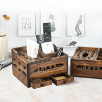 泰國創意實木多功能紙巾盒客廳茶幾簡約遙控器收納盒裝飾抽紙盒擺