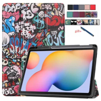 2020 2022 for Galaxy Tab S6 Lite Case with Pen Holder Tri-Fold Cover for Funda Samsung Galaxy Tab S6 Lite 10.4 S Pen Case Tablet