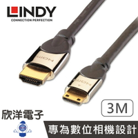 ※ 欣洋電子 ※ LINDY林帝 鉻系列 HDMI 2.0公 TO MINI HDMI公 傳輸線 3M (41438)
